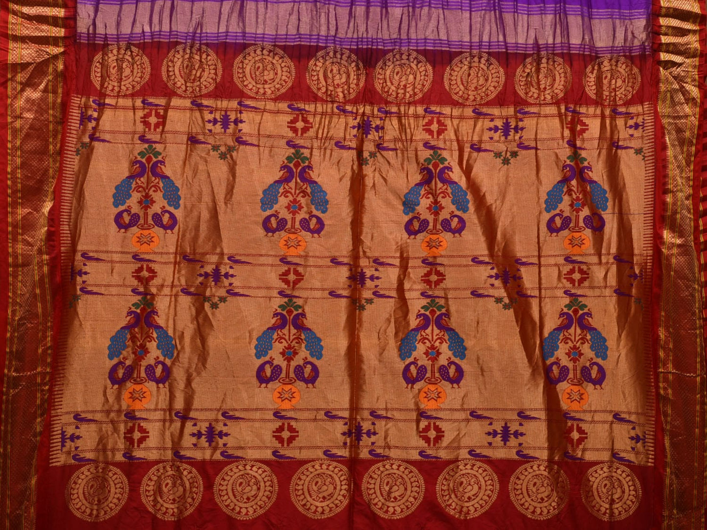 Purple Bandhani Paithani Silk Handloom Saree with Pallu Design bn0432