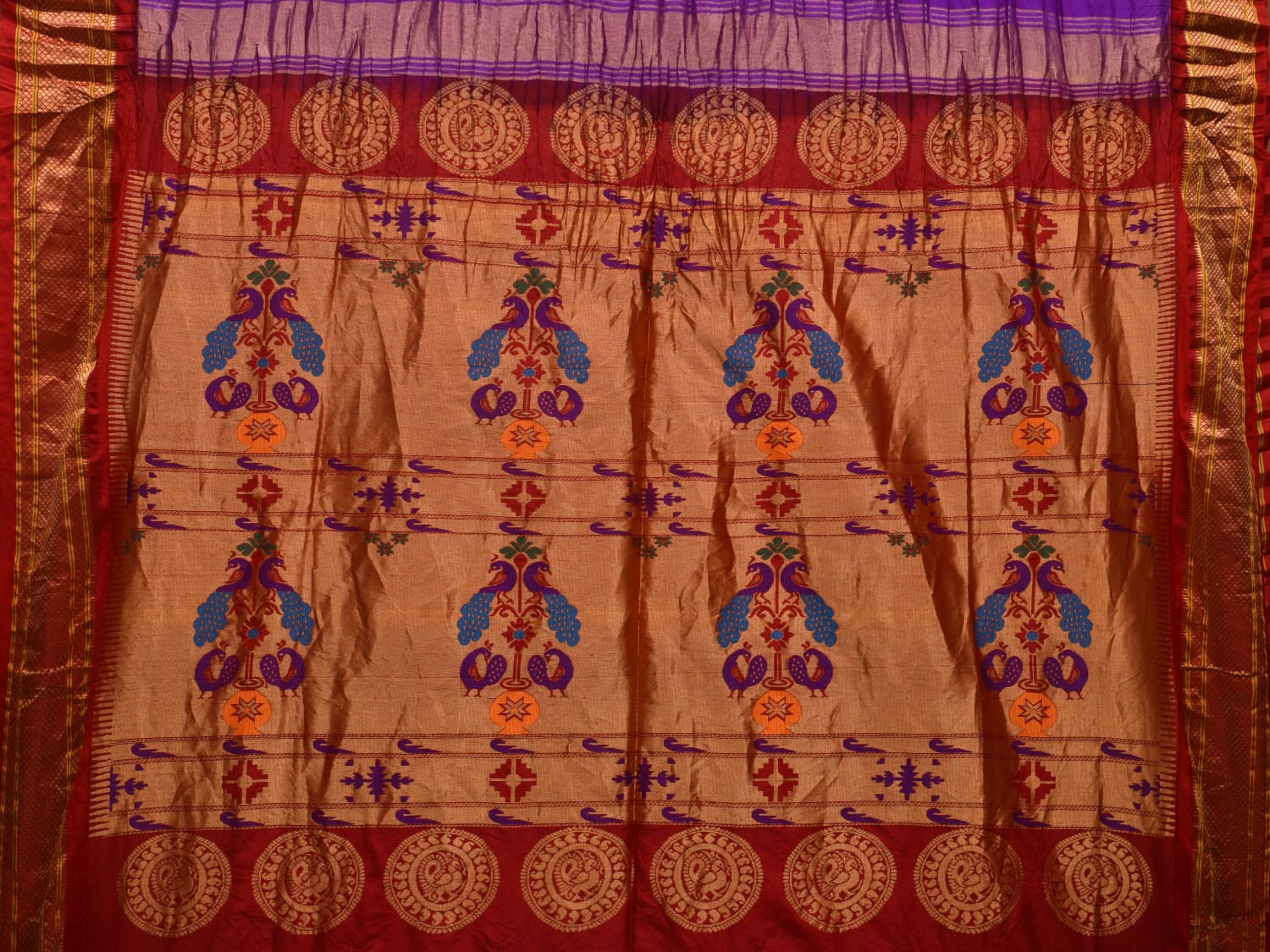 Purple Bandhani Paithani Silk Handloom Saree with Pallu Design bn0432