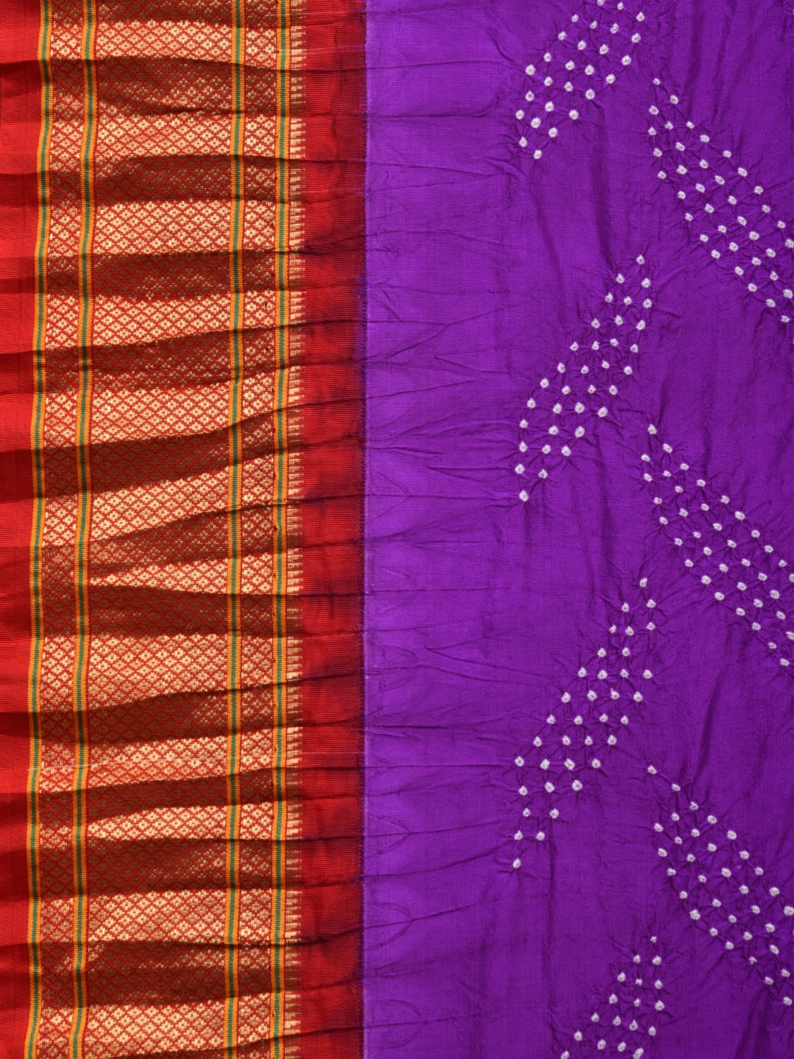 Purple Bandhani Paithani Silk Handloom Saree with Pallu Design bn0432