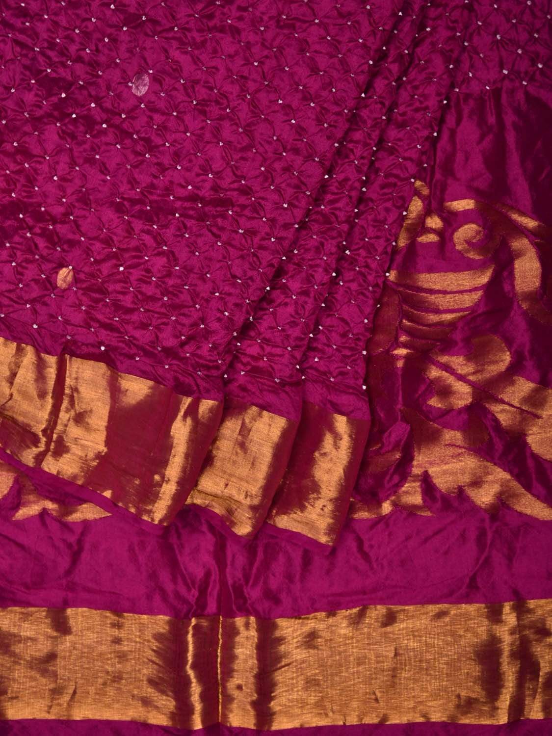 Purple Bandhani Uppada Silk Handloom Saree with Pallu Design bn0268