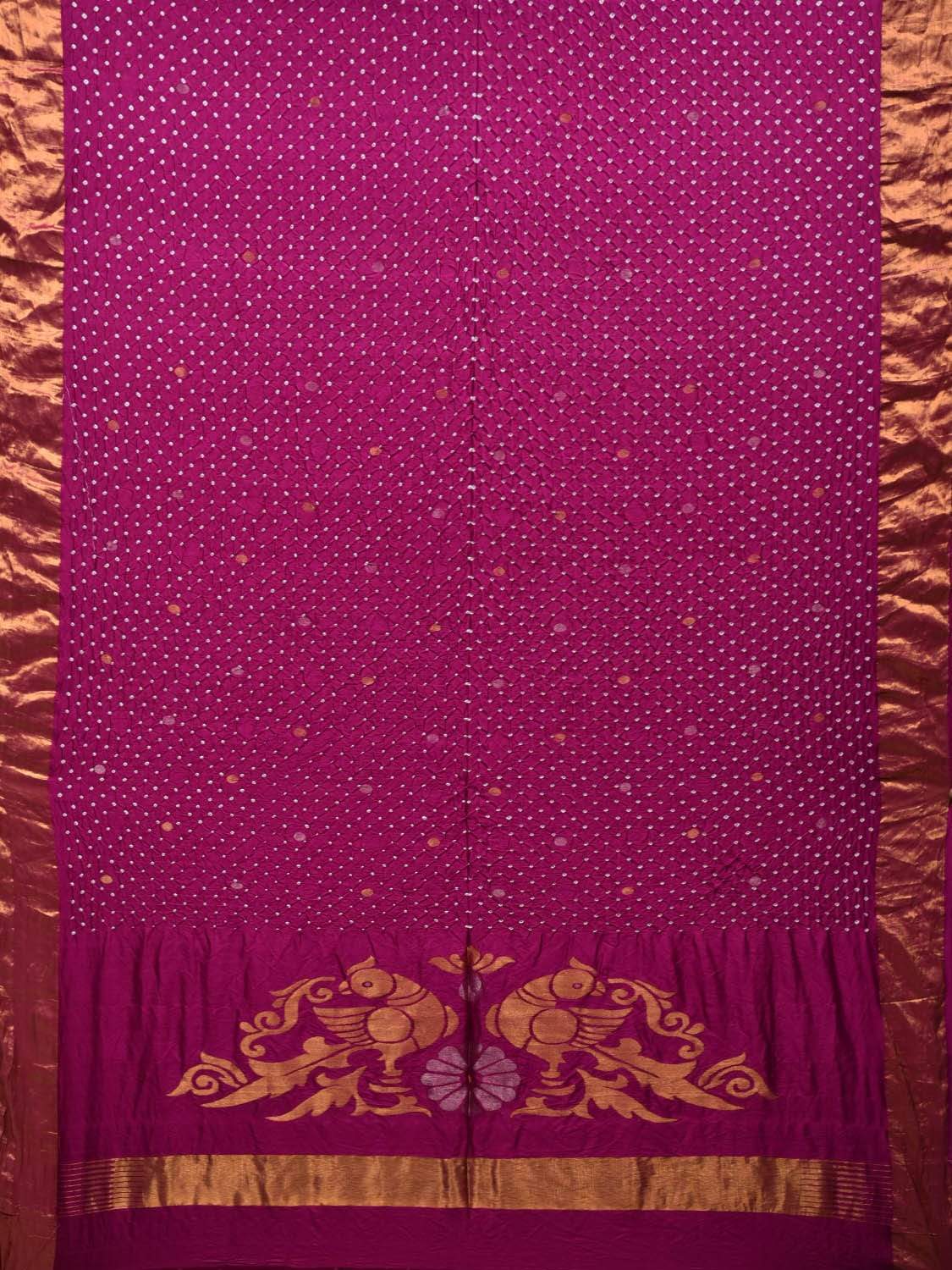 Purple Bandhani Uppada Silk Handloom Saree with Pallu Design bn0268