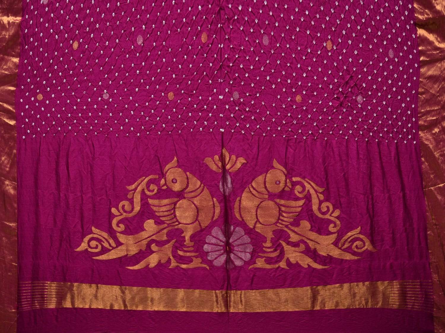 Purple Bandhani Uppada Silk Handloom Saree with Pallu Design bn0268