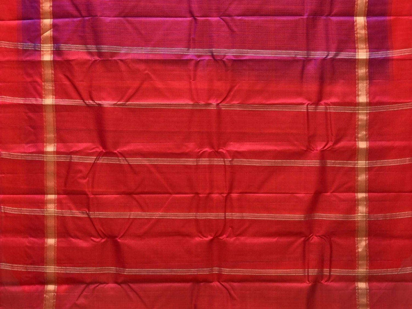 Purple Gadwal Silk Handloom Saree with Strips Pallu Design g0269