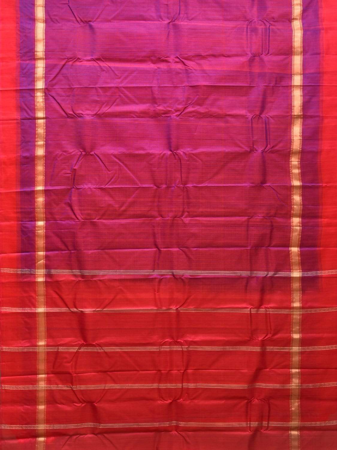 Purple Gadwal Silk Handloom Saree with Strips Pallu Design g0269
