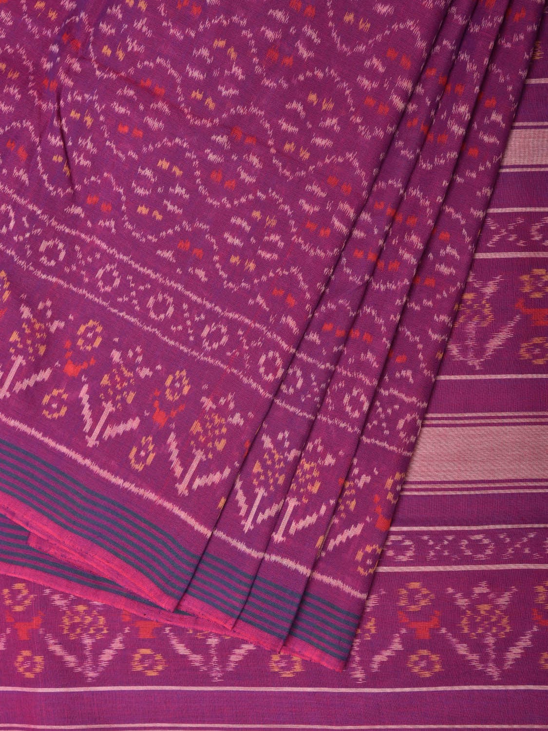 Purple Ikat Cotton Handloom Saree with All Over Design i0814