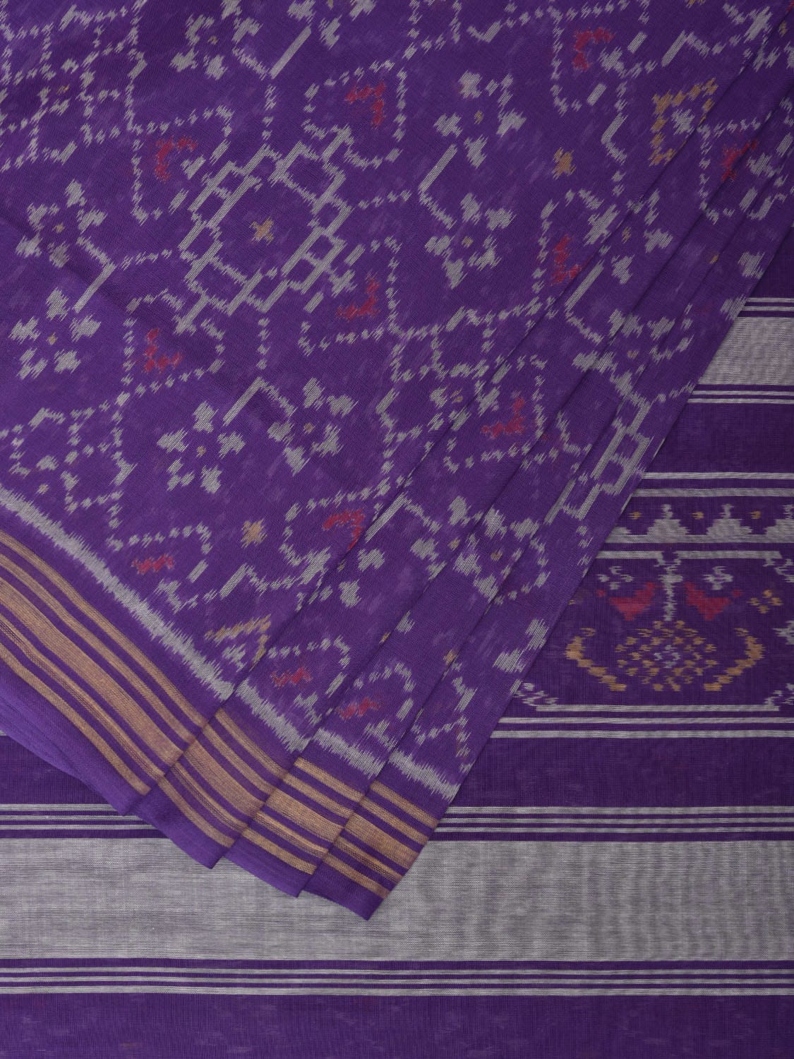 Purple Ikat Cotton Handloom Saree with All Over Design i0853