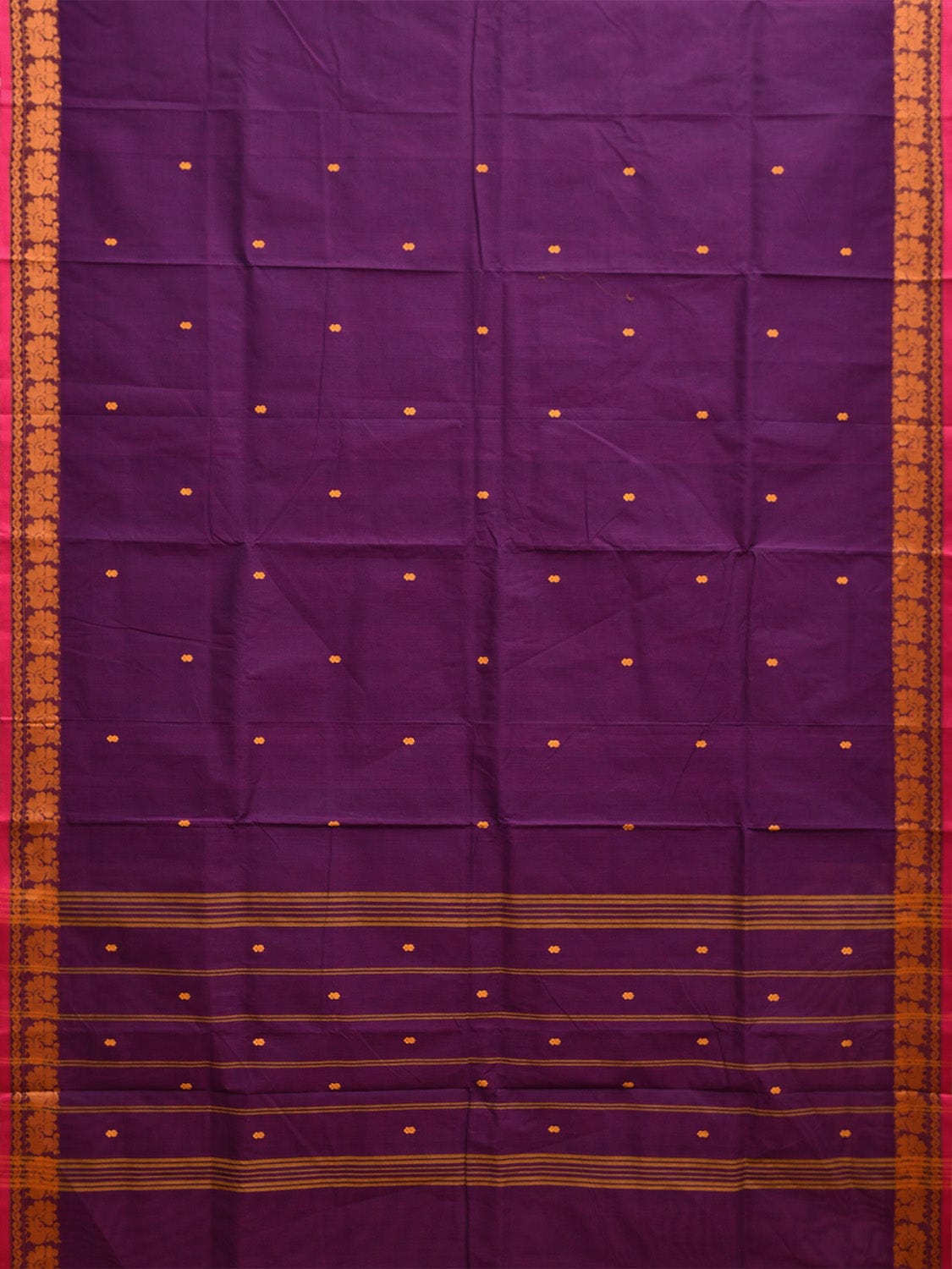 Purple Kanchipuram Cotton Saree with Peacocks Border Design k0815