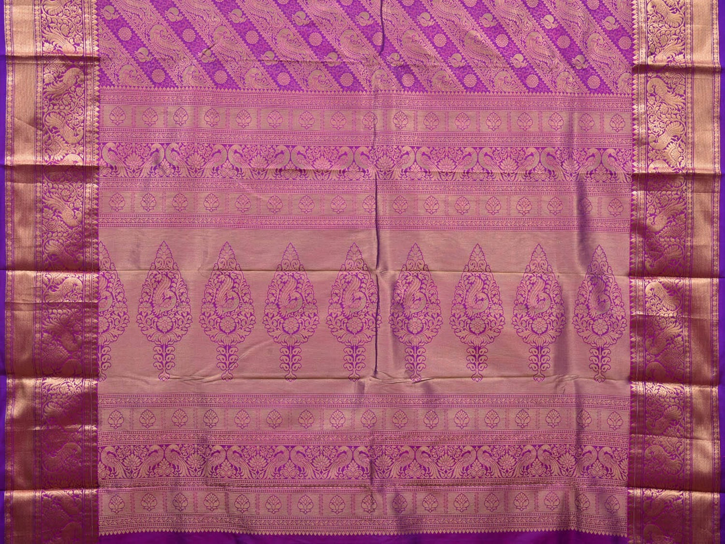 Purple Kanchipuram Silk Handloom Saree with All Over Diagonal Design k0524