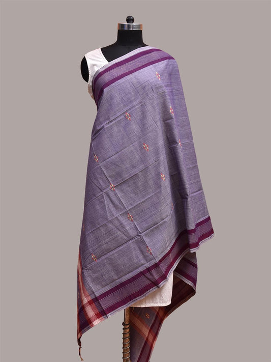 Purple Khadi Cotton Handloom Dupatta with Jamdani Buta Design ds3679