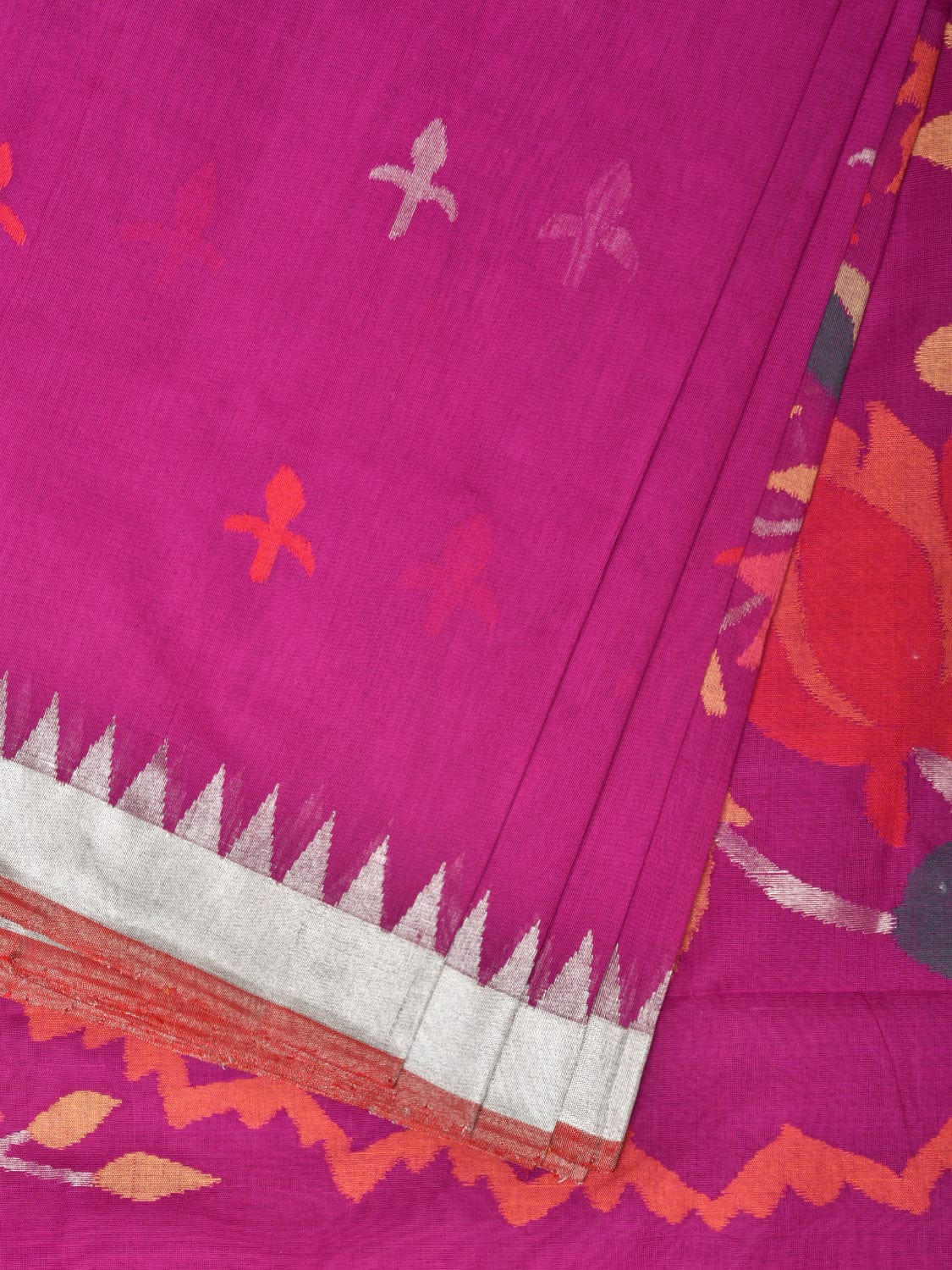 Purple Khadi Cotton Handloom Saree with Circluar Lotus Pallu Design kh0646