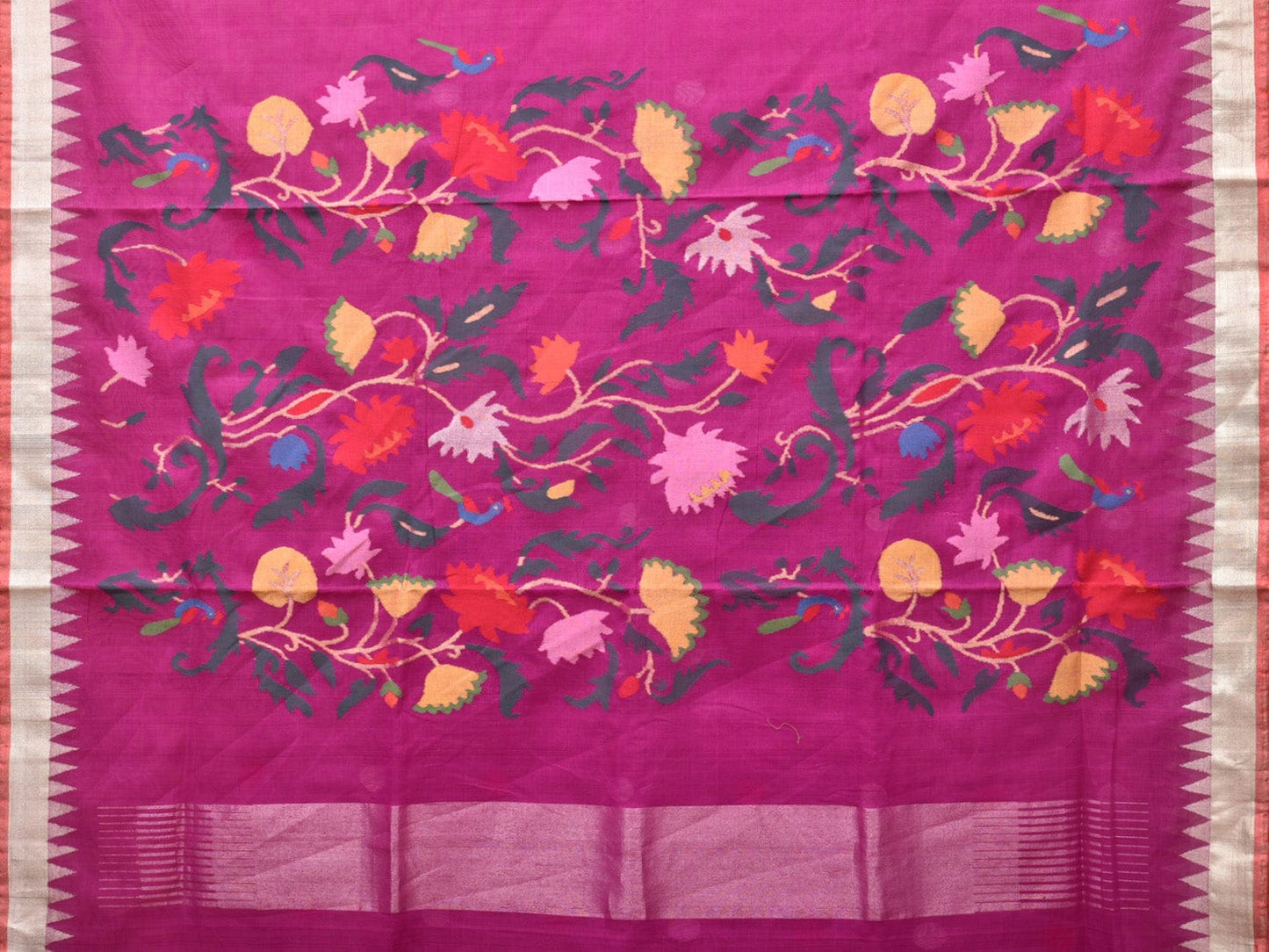 Purple Khadi Cotton Handloom Saree with Floral Pallu Design kh0622