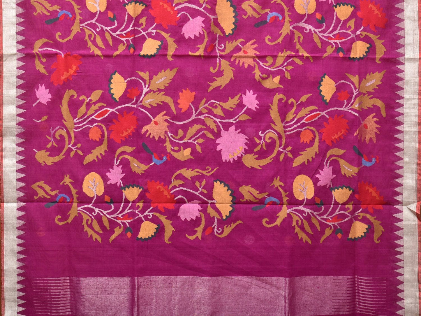 Purple Khadi Cotton Handloom Saree with Lotus Flowers Pallu Design kh0663
