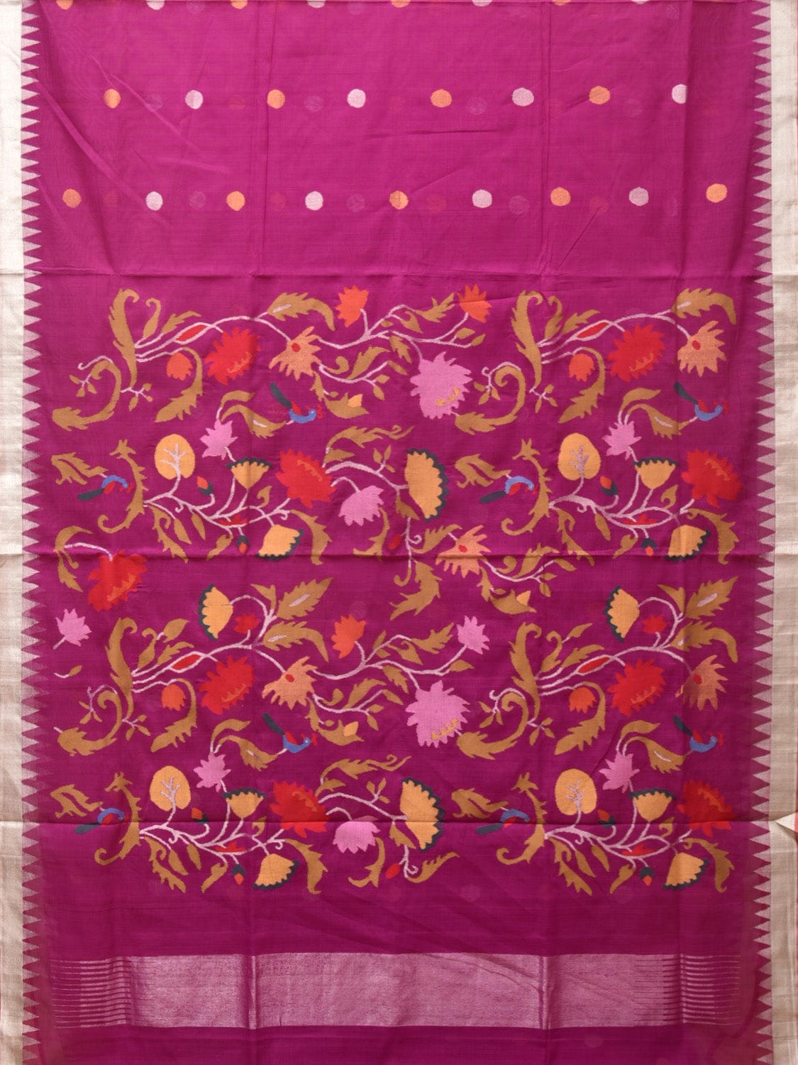 Purple Khadi Cotton Handloom Saree with Lotus Flowers Pallu Design kh0663
