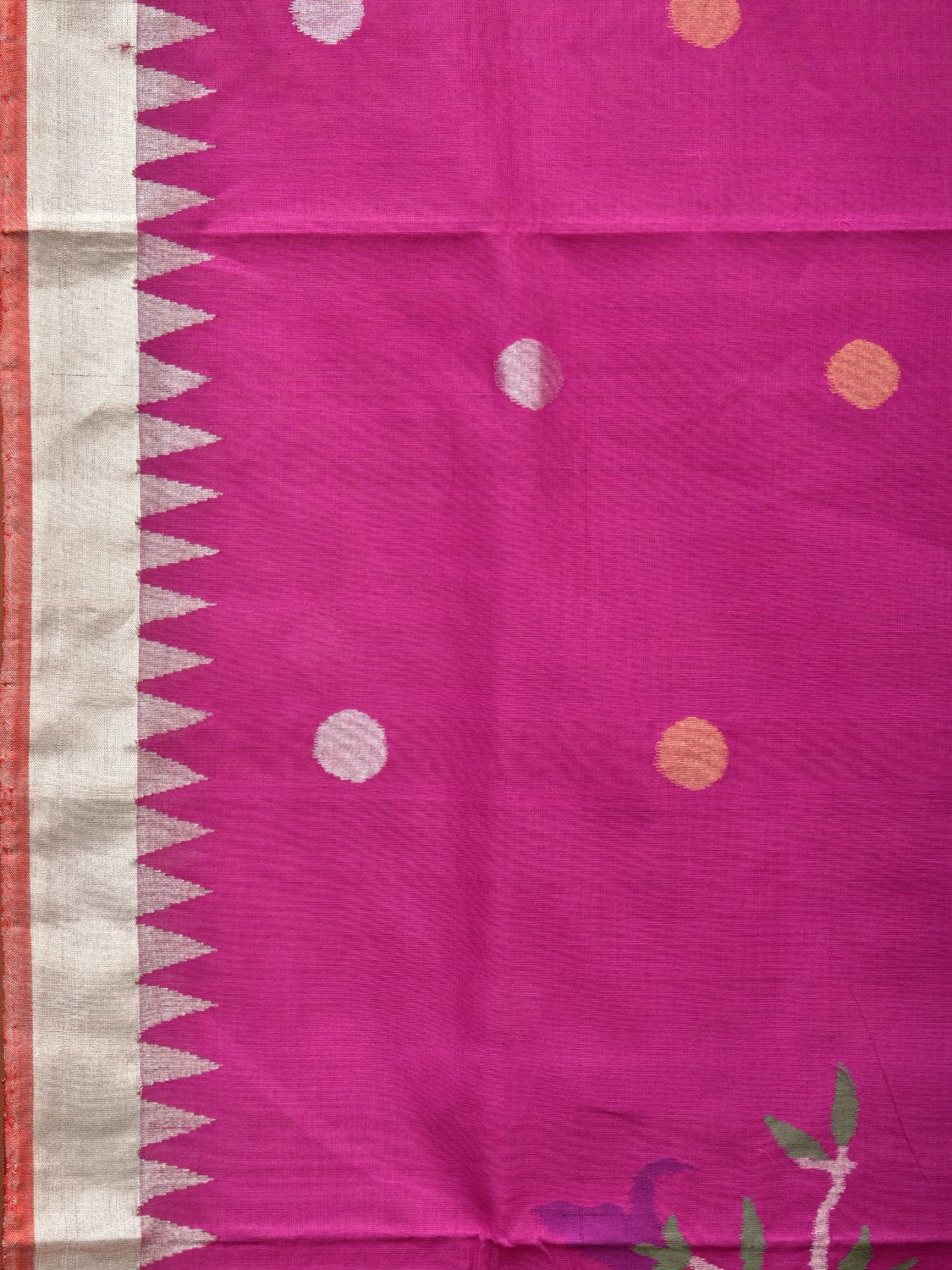 Purple Khadi Cotton Handloom Saree with Plant and Birds Pallu Design kh0662