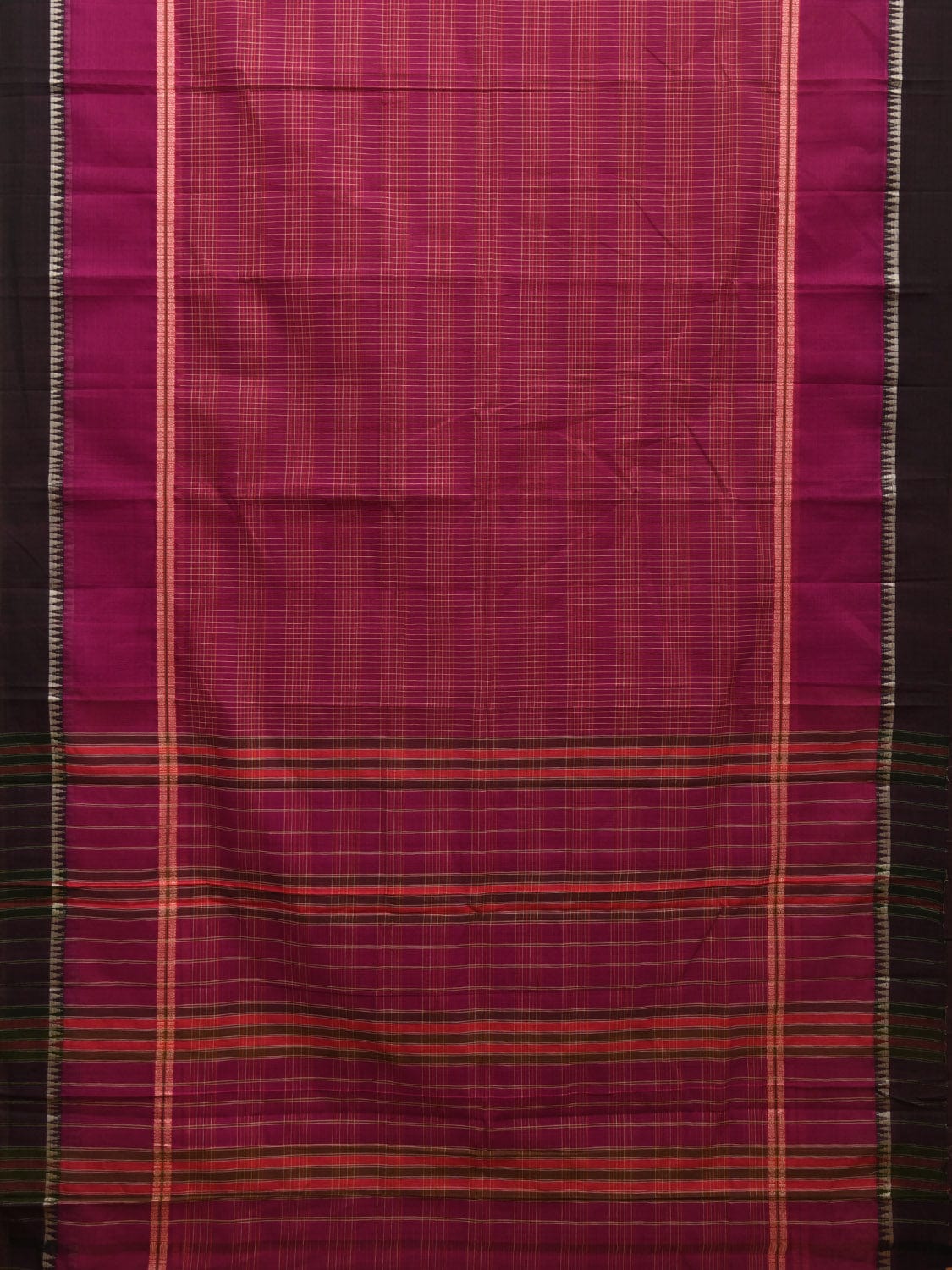 Purple Narayanpet Cotton Handloom Saree with Big Border Design No Blouse np0897