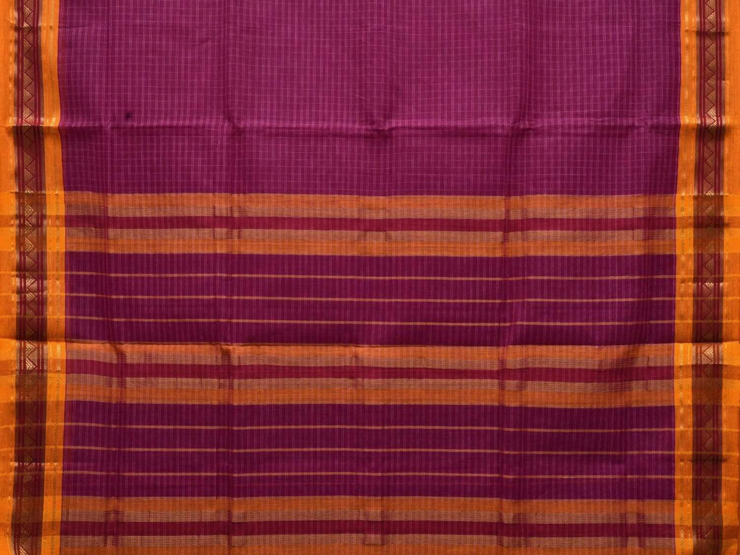 Purple Narayanpet Cotton Handloom Saree with Checks Design No Blouse np0454