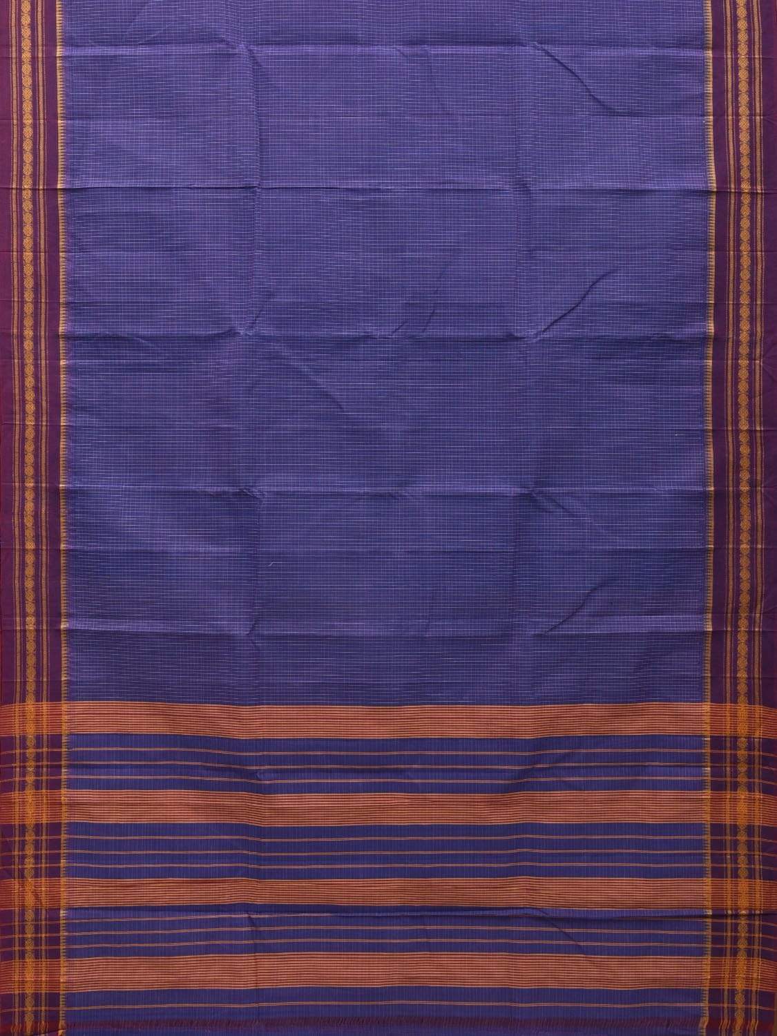Purple Narayanpet Cotton Handloom Saree with Checks Design No Blouse np0506