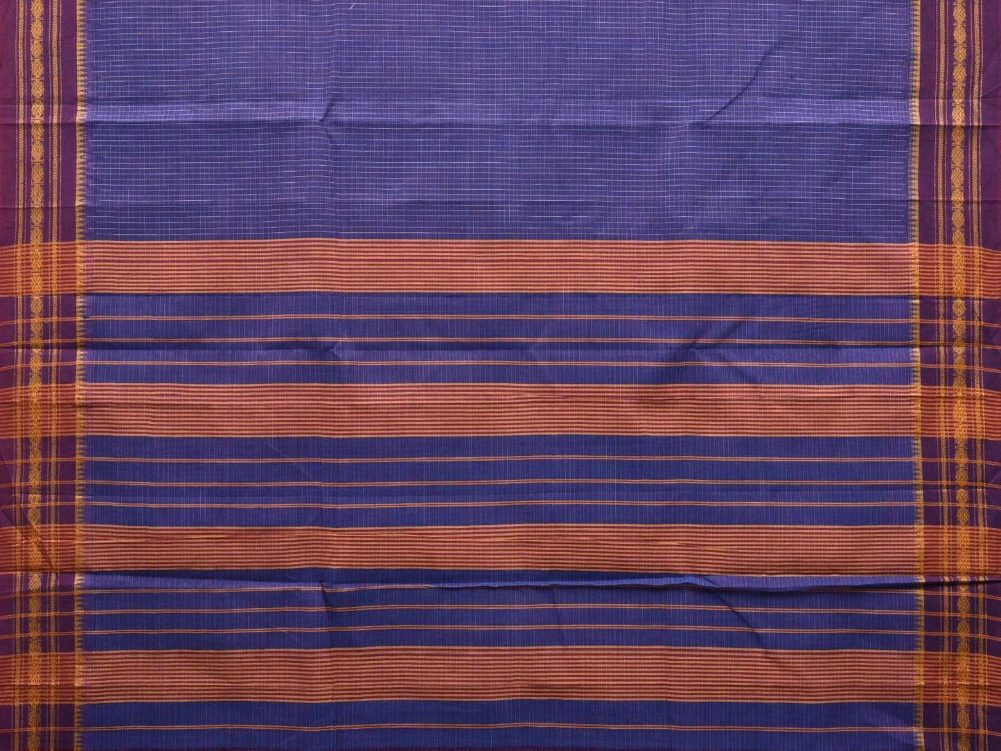 Purple Narayanpet Cotton Handloom Saree with Checks Design No Blouse np0506
