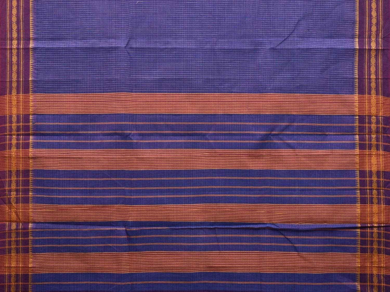 Purple Narayanpet Cotton Handloom Saree with Checks Design No Blouse np0506