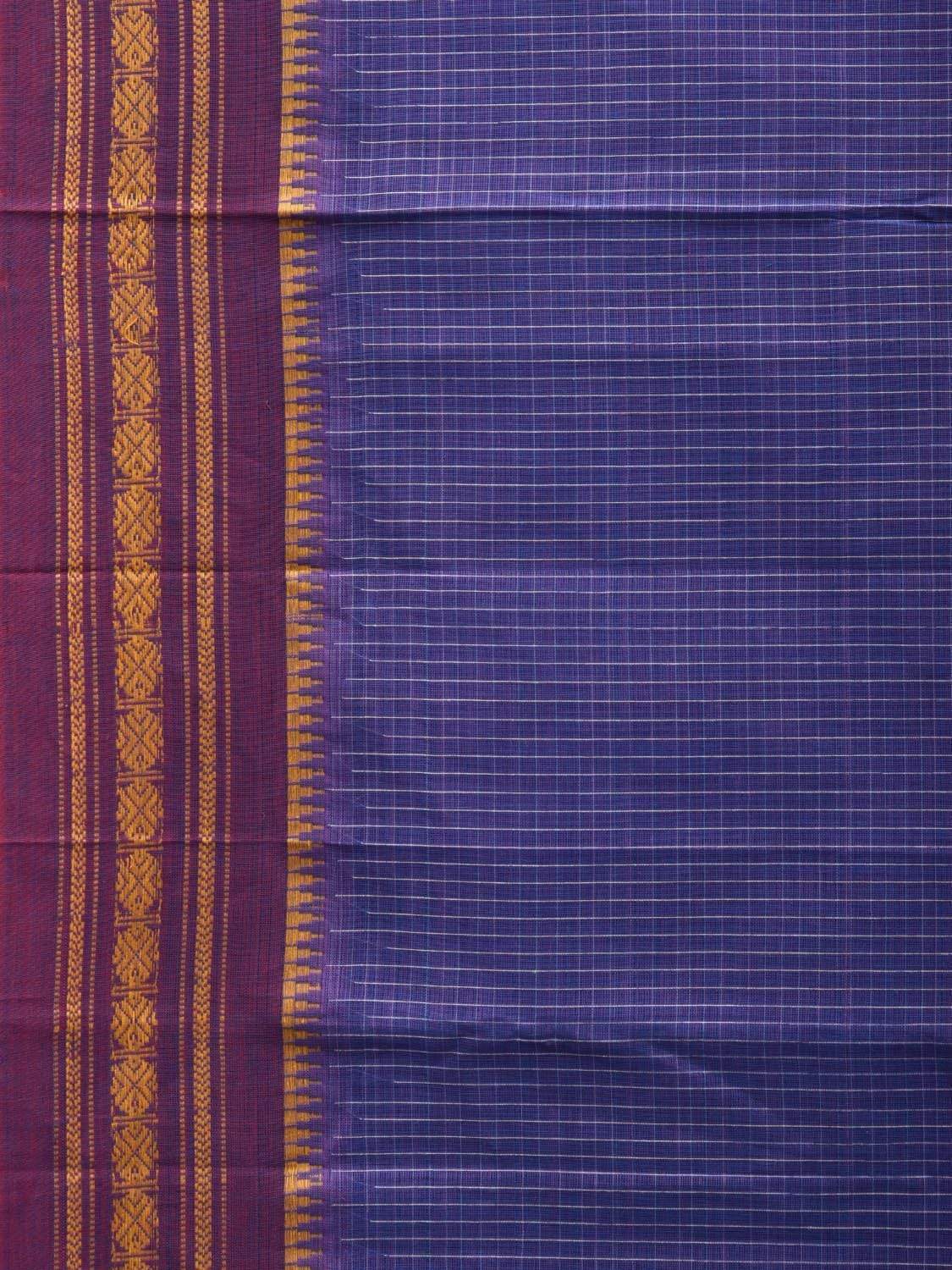 Purple Narayanpet Cotton Handloom Saree with Checks Design No Blouse np0506