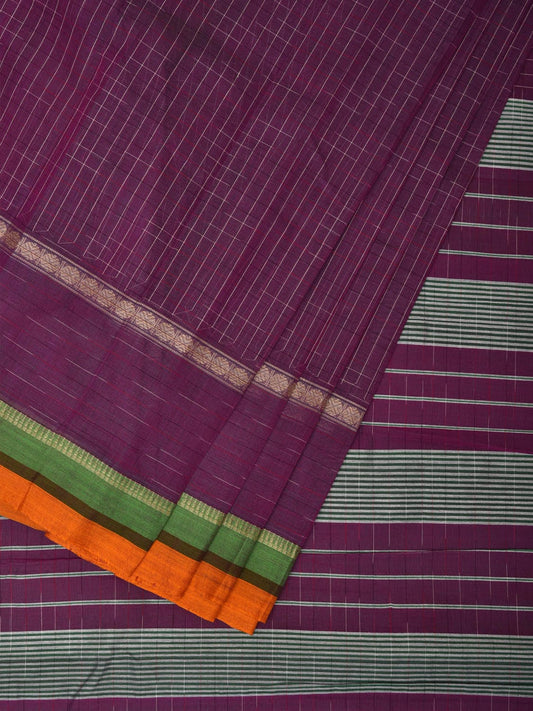 Purple Narayanpet Cotton Handloom Saree with Checks Design No Blouse np0665