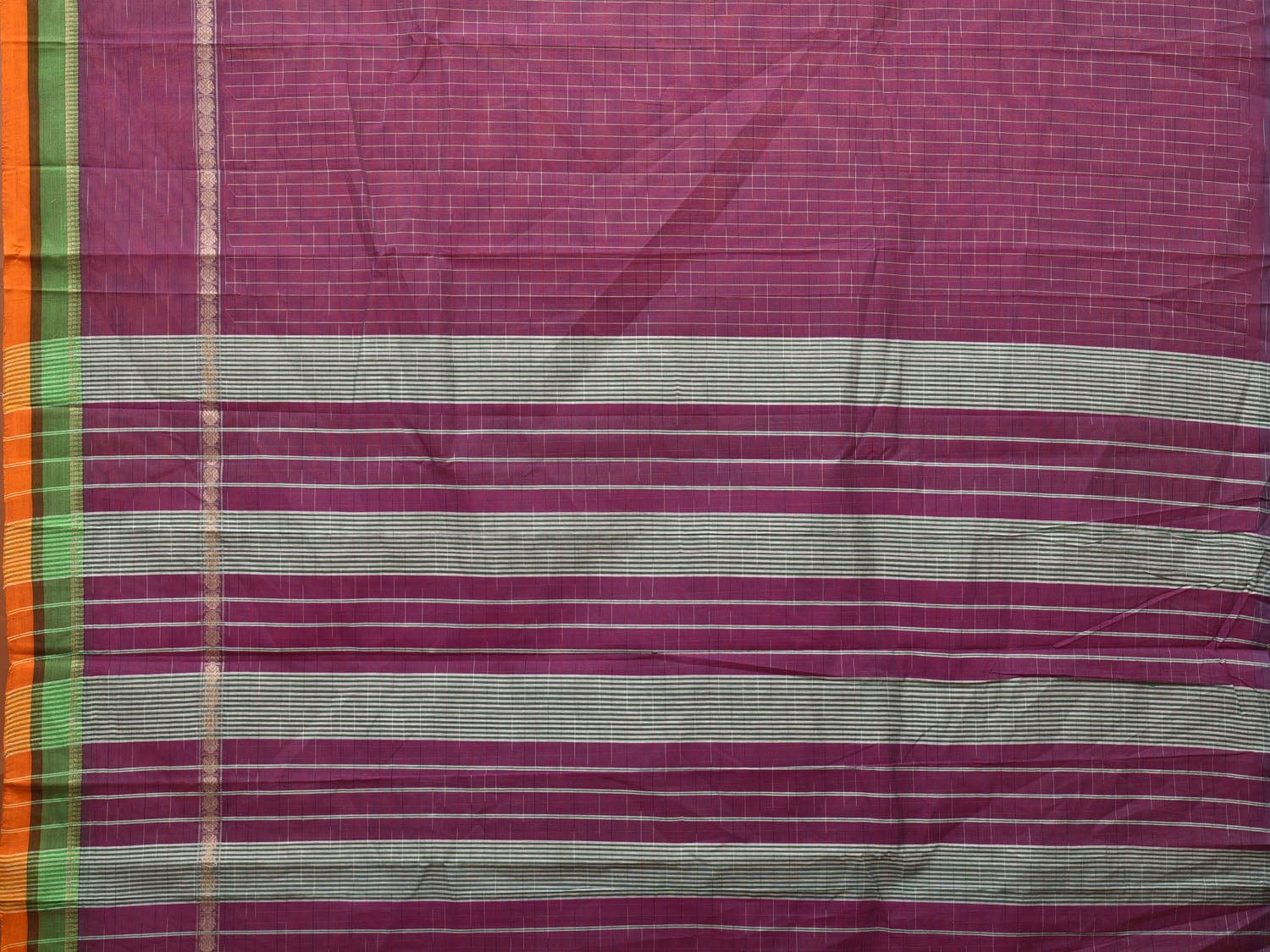 Purple Narayanpet Cotton Handloom Saree with Checks Design No Blouse np0665