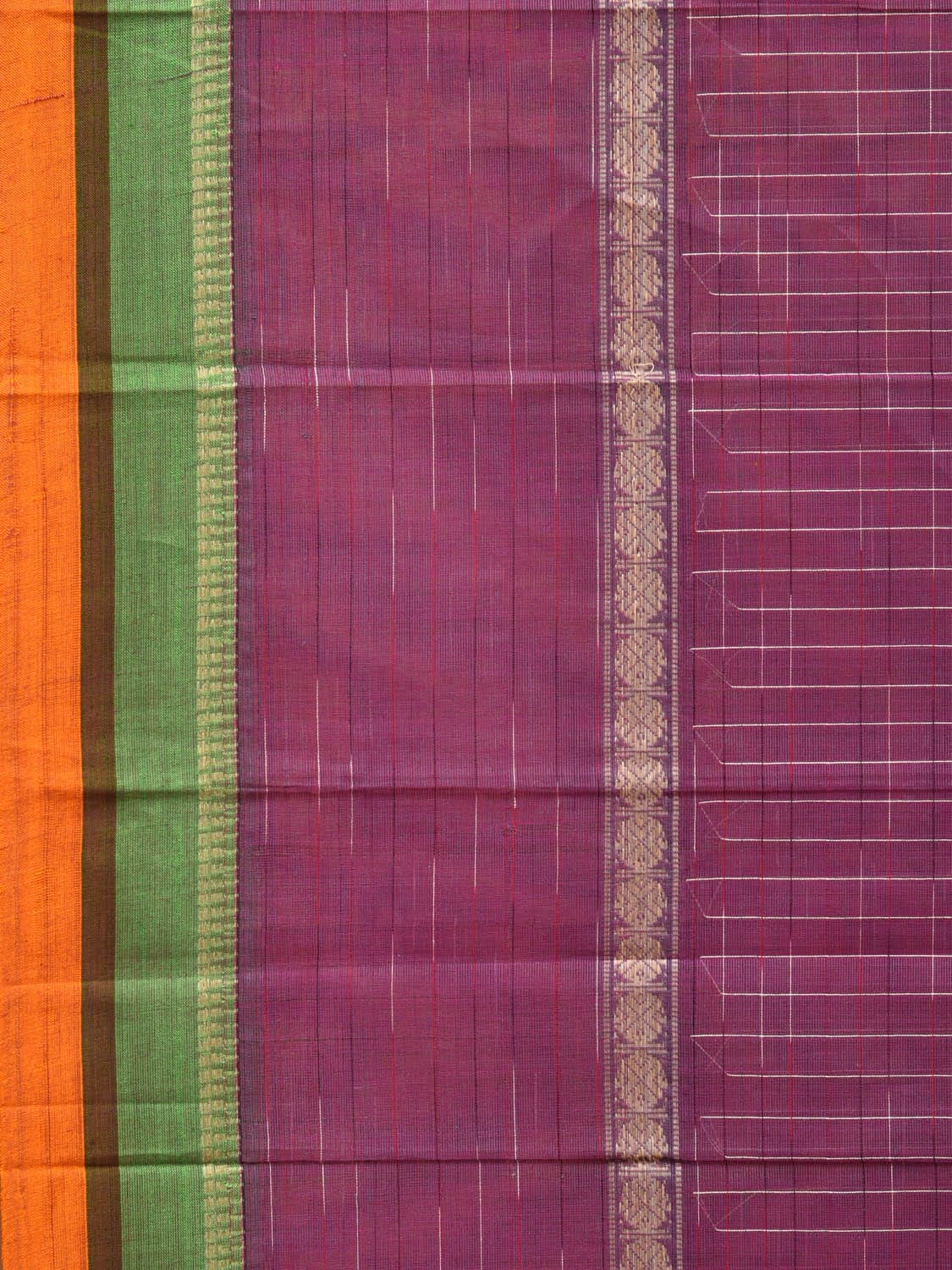 Purple Narayanpet Cotton Handloom Saree with Checks Design No Blouse np0665