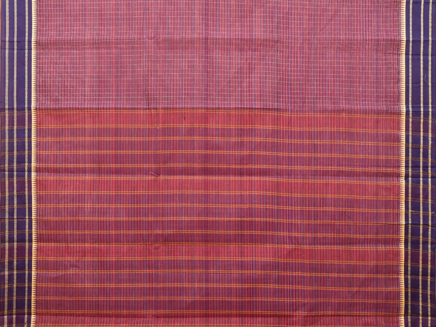 Purple Narayanpet Cotton Handloom Saree with Checks Design No Blouse np0692