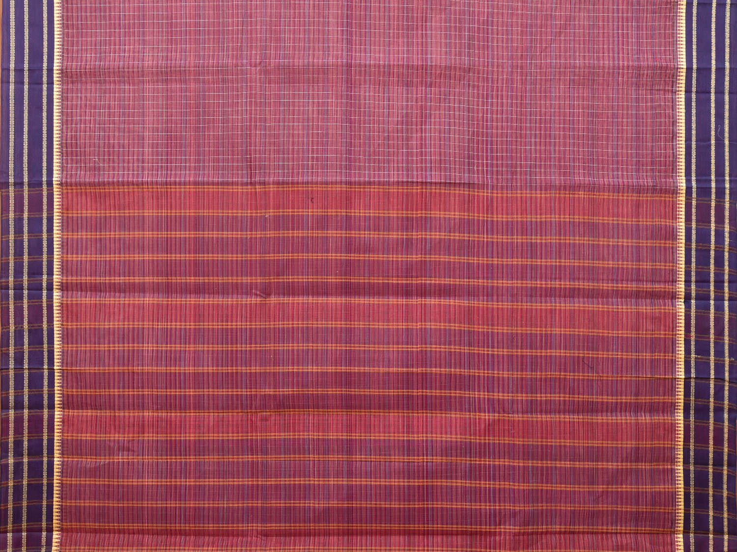 Purple Narayanpet Cotton Handloom Saree with Checks Design No Blouse np0692