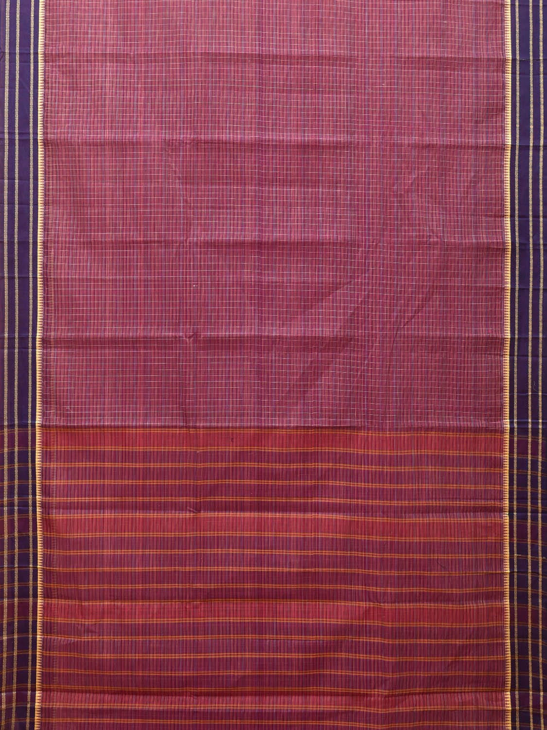 Purple Narayanpet Cotton Handloom Saree with Checks Design No Blouse np0692