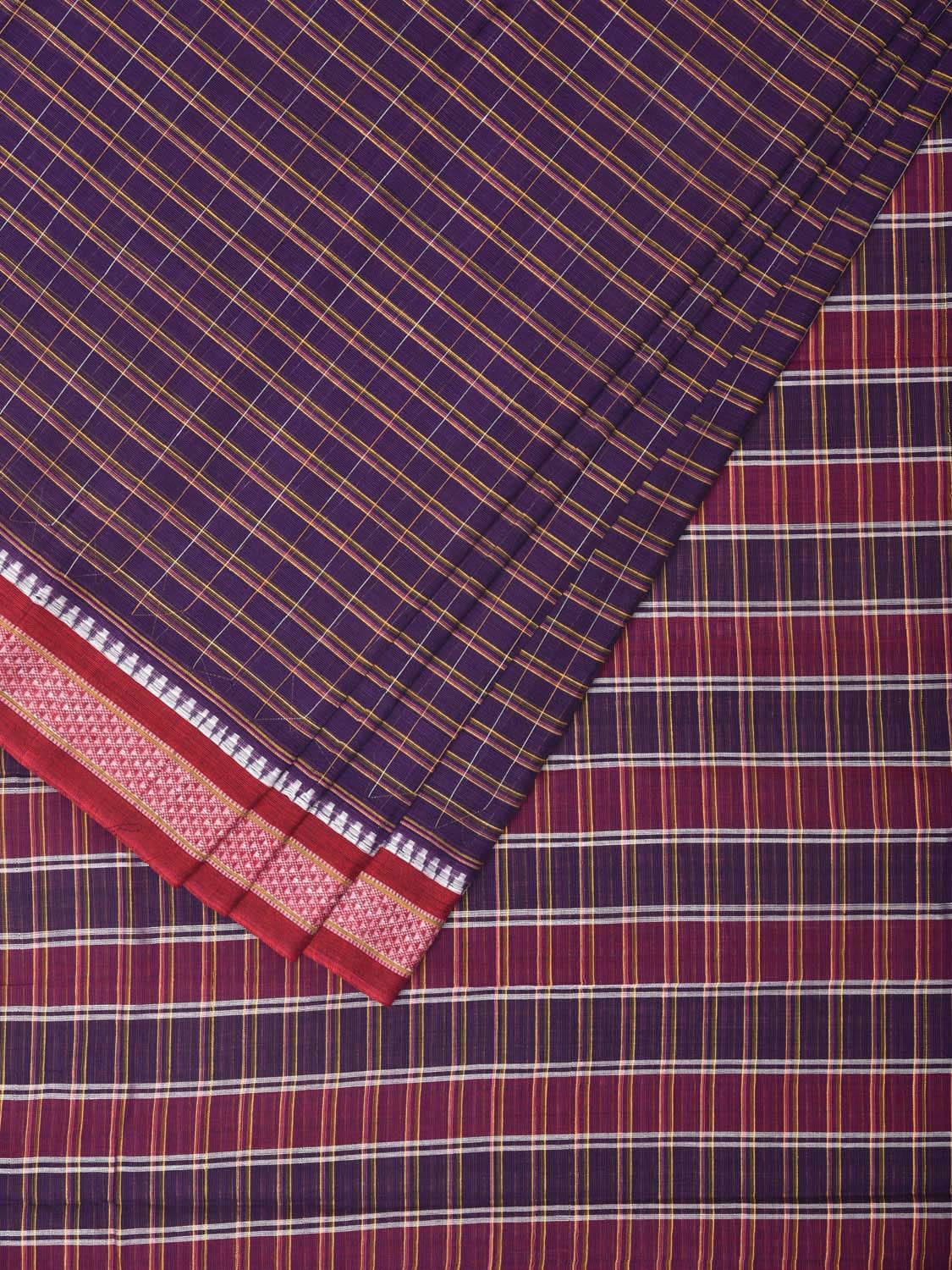 Purple Narayanpet Cotton Handloom Saree with Checks Design No Blouse np0723