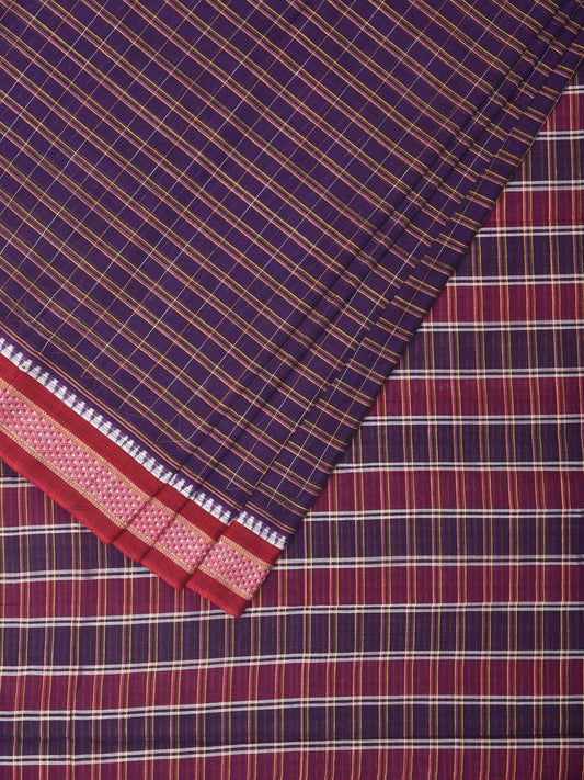 Purple Narayanpet Cotton Handloom Saree with Checks Design No Blouse np0723