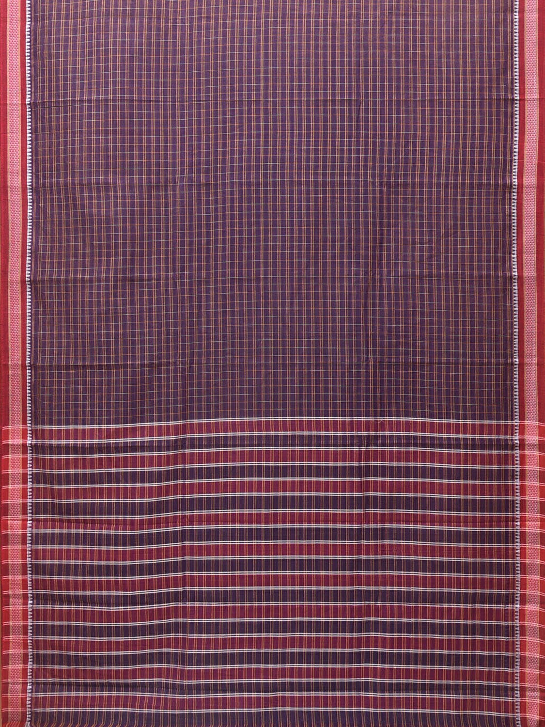 Purple Narayanpet Cotton Handloom Saree with Checks Design No Blouse np0723