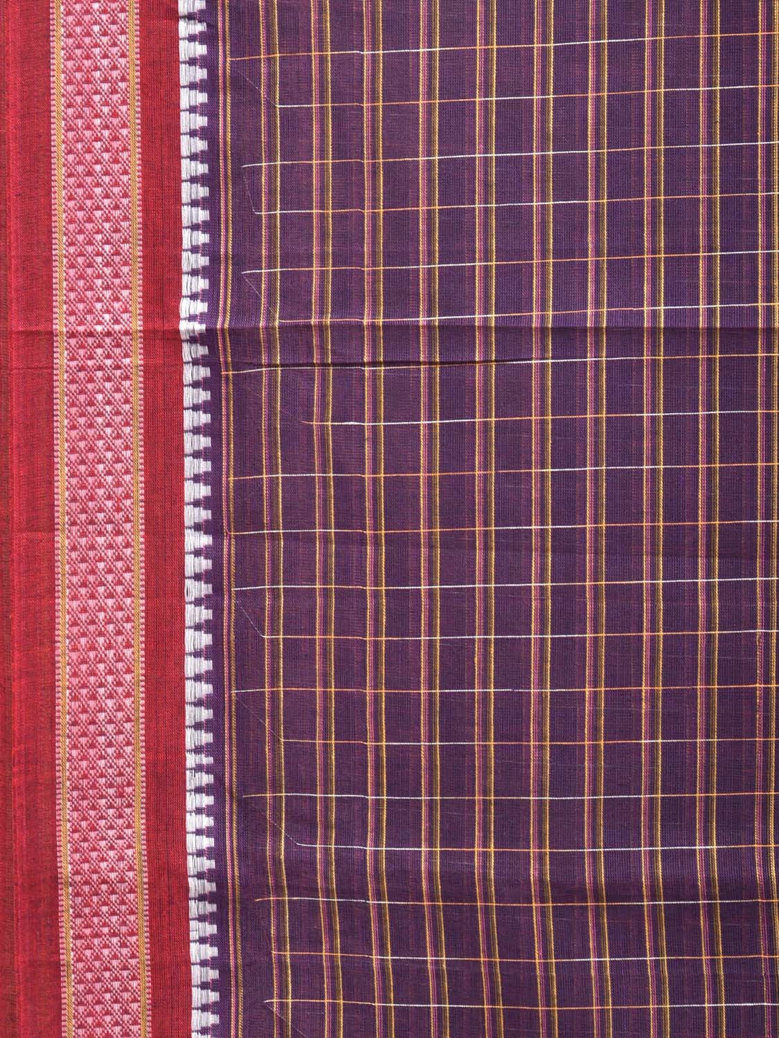 Purple Narayanpet Cotton Handloom Saree with Checks Design No Blouse np0723