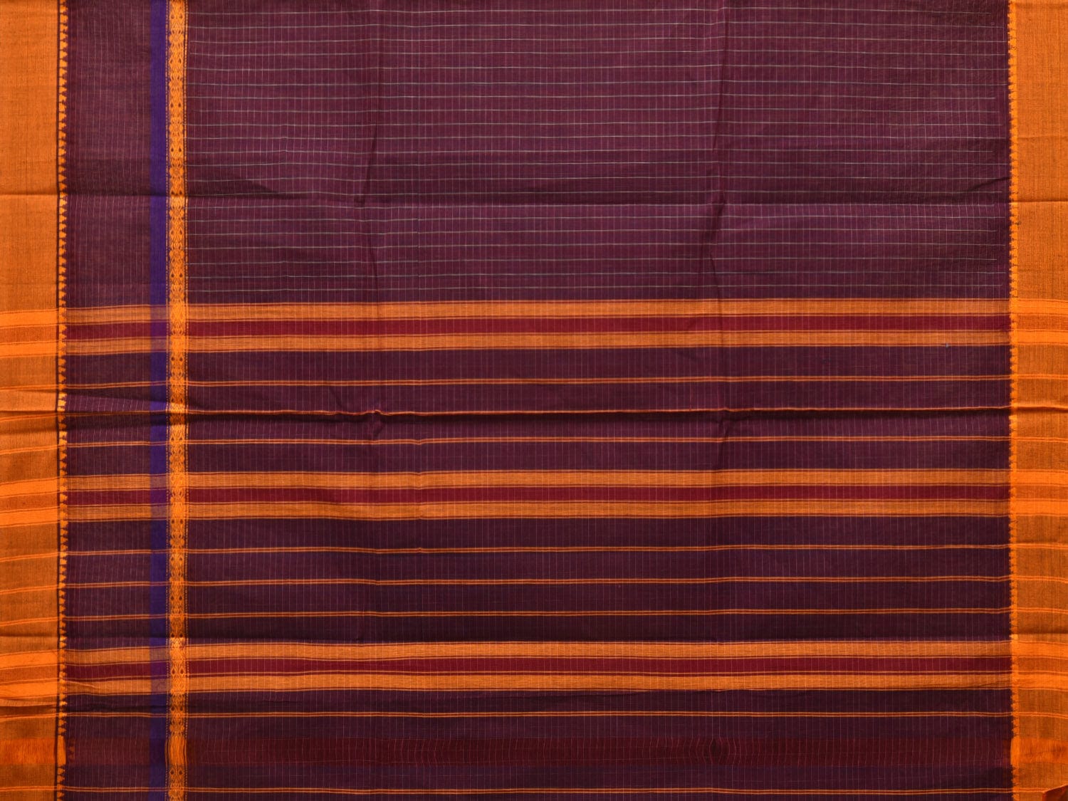 Purple Narayanpet Cotton Handloom Saree with Checks Design No Blouse np0772