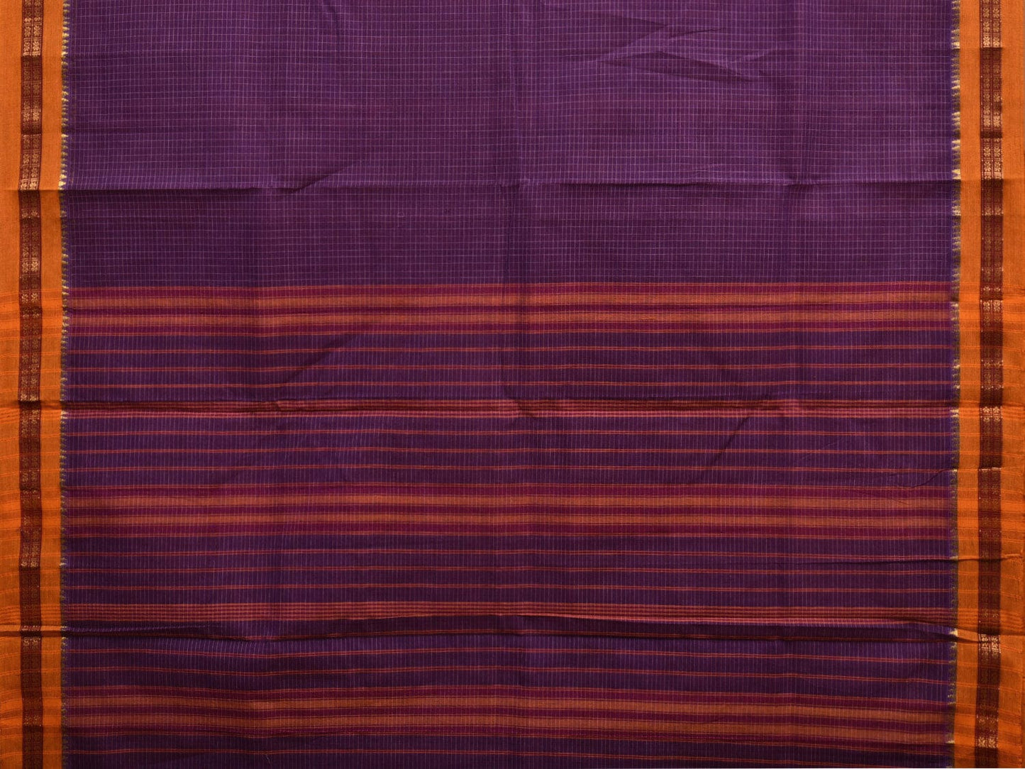 Purple Narayanpet Cotton Handloom Saree with Checks Design No Blouse np0868