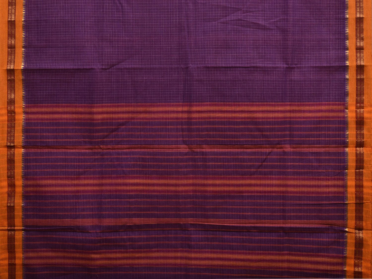 Purple Narayanpet Cotton Handloom Saree with Checks Design No Blouse np0868