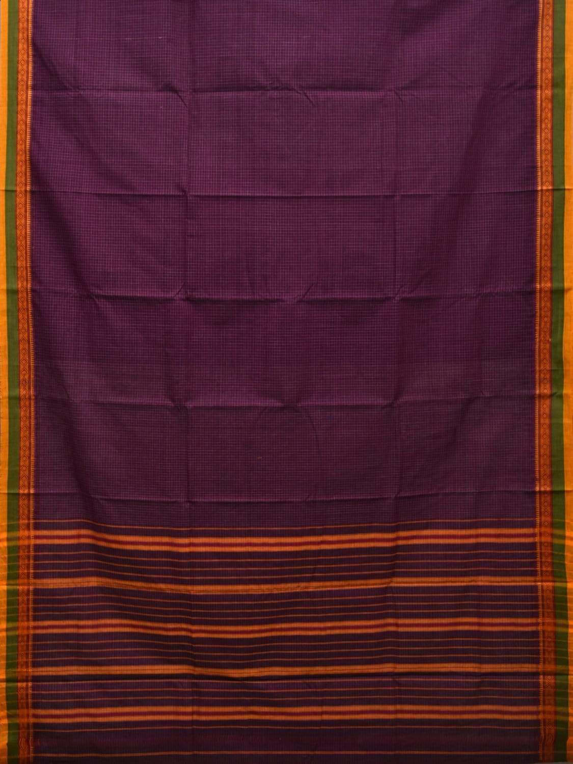 Purple Narayanpet Cotton Handloom Saree with Checks Design np0447