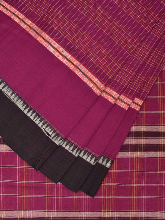 Purple Narayanpet Cotton Handloom Saree with Strips and Big Border Design No Blouse np0872