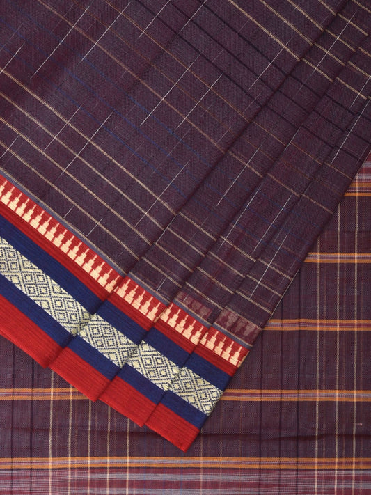 Purple Narayanpet Cotton Handloom Saree with Strips Design No Blouse np0865