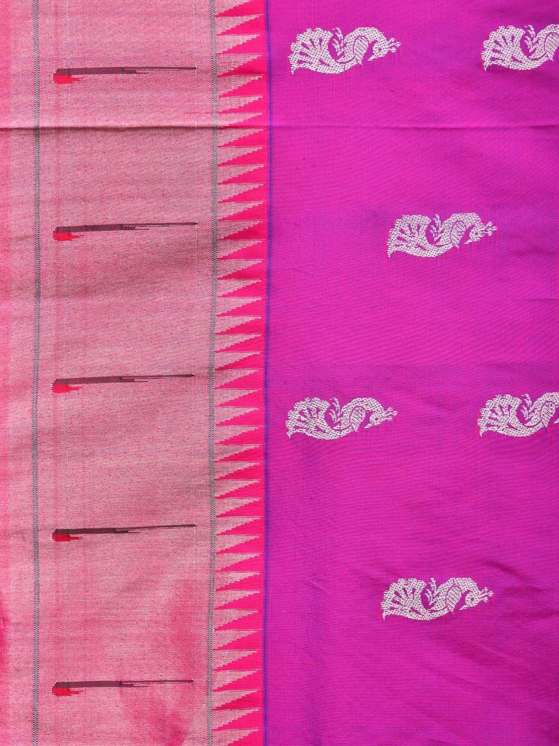 Purple Paithani Silk Handloom Saree with Buta and Muniya Border Design p0359