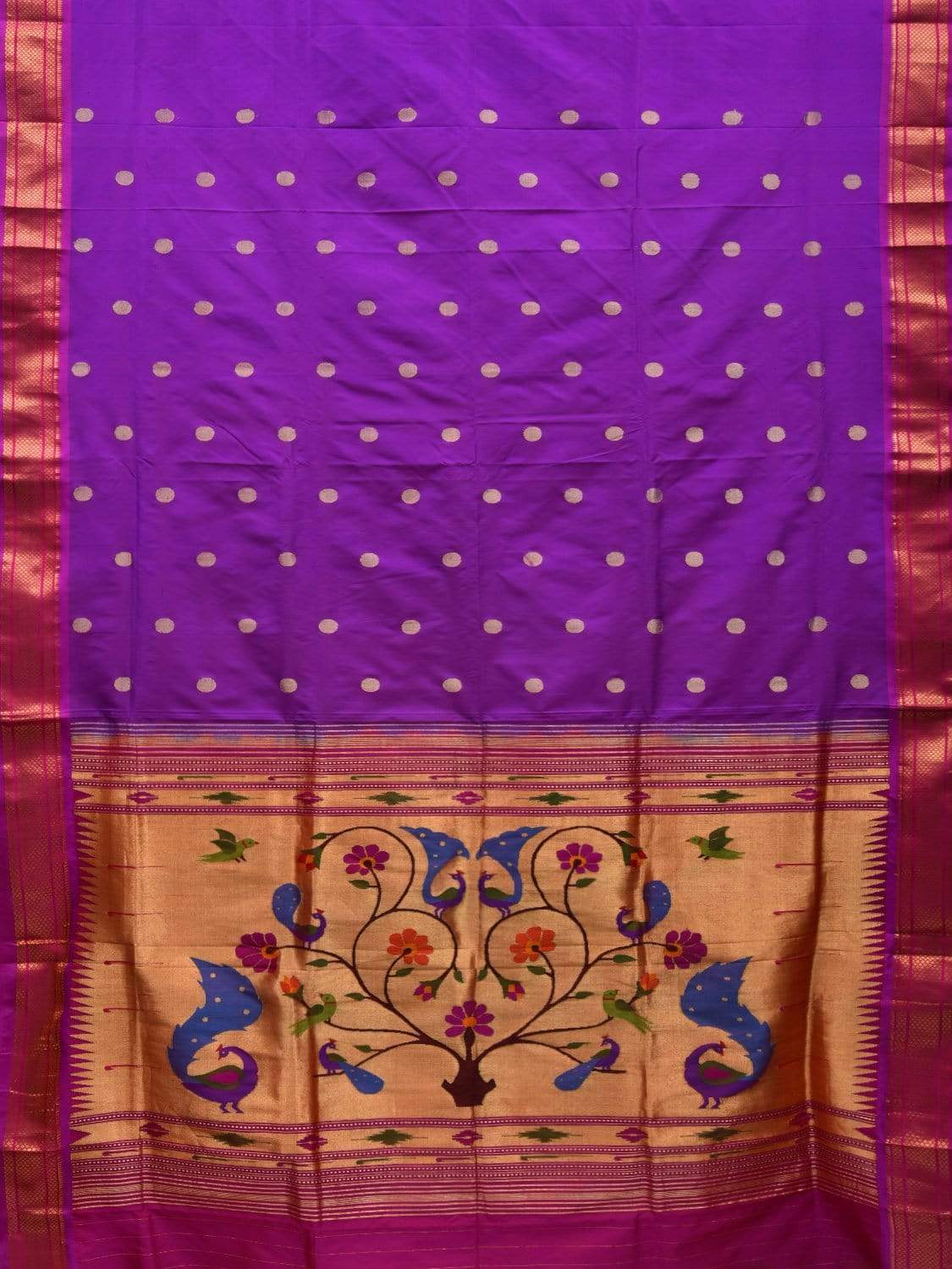 Purple Paithani Silk Handloom Saree with Peacocks Pallu Design p0405