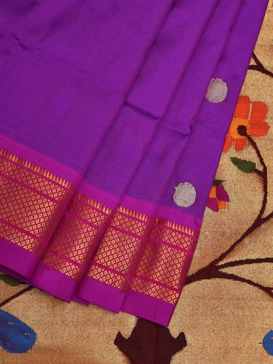 Purple Paithani Silk Handloom Saree with Peacocks Pallu Design p0405