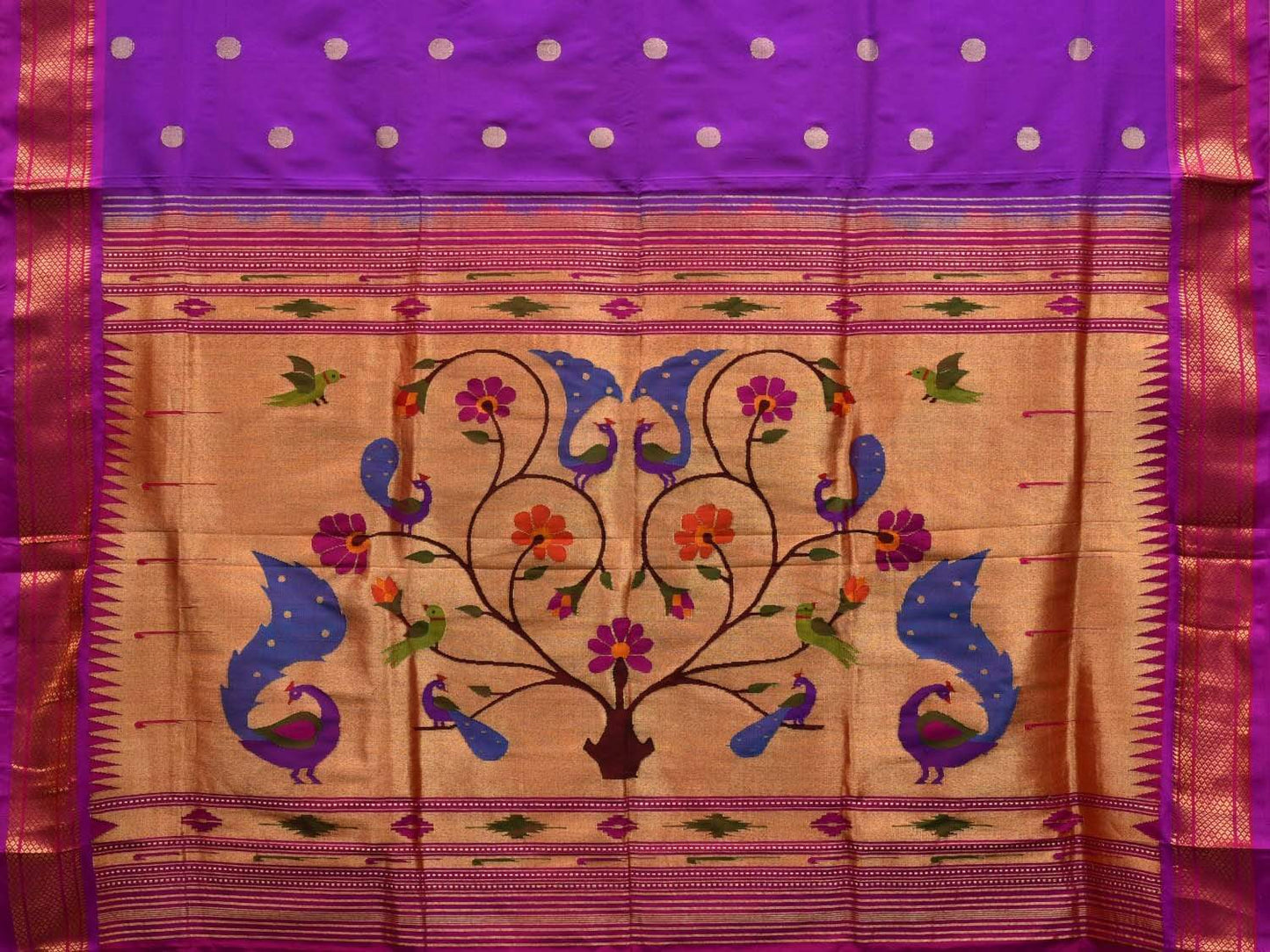 Purple Paithani Silk Handloom Saree with Peacocks Pallu Design p0405