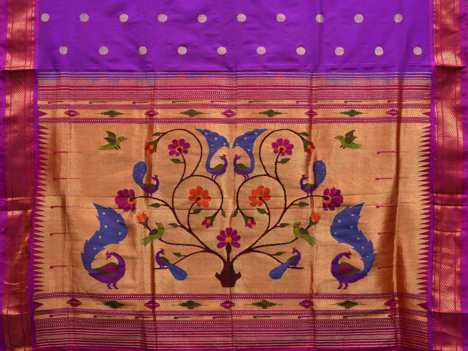 Purple Paithani Silk Handloom Saree with Peacocks Pallu Design p0405