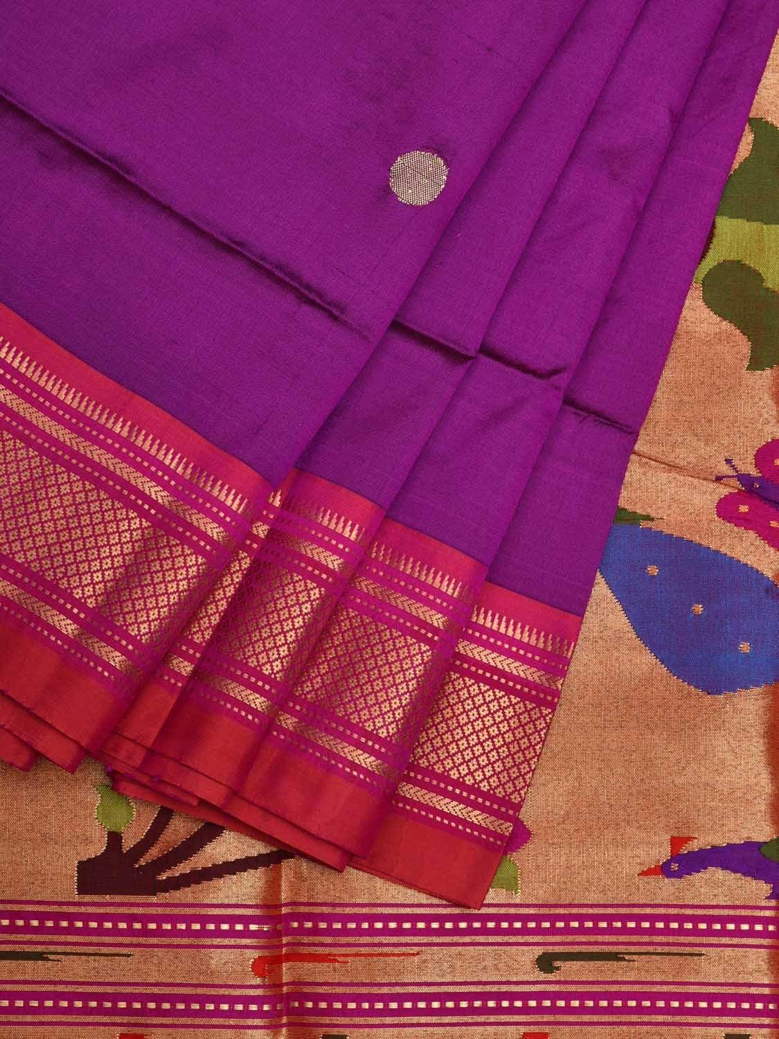 Purple Paithani Silk Handloom Saree with Special Pallu Design p0401