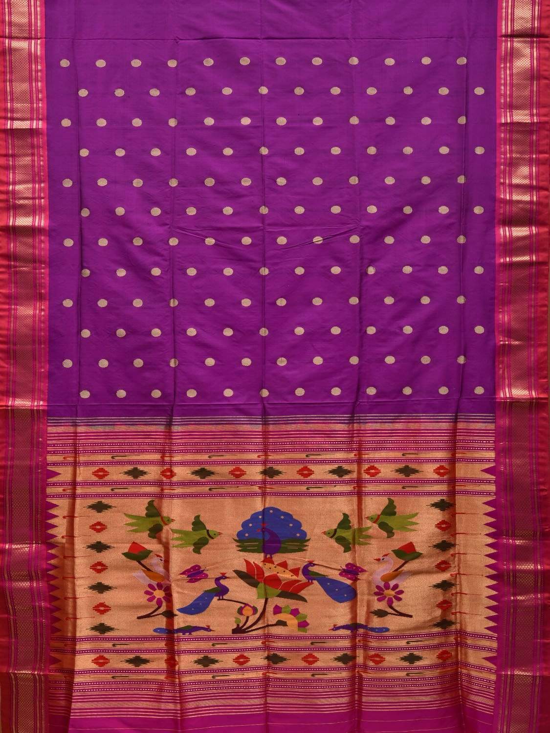 Purple Paithani Silk Handloom Saree with Special Pallu Design p0401