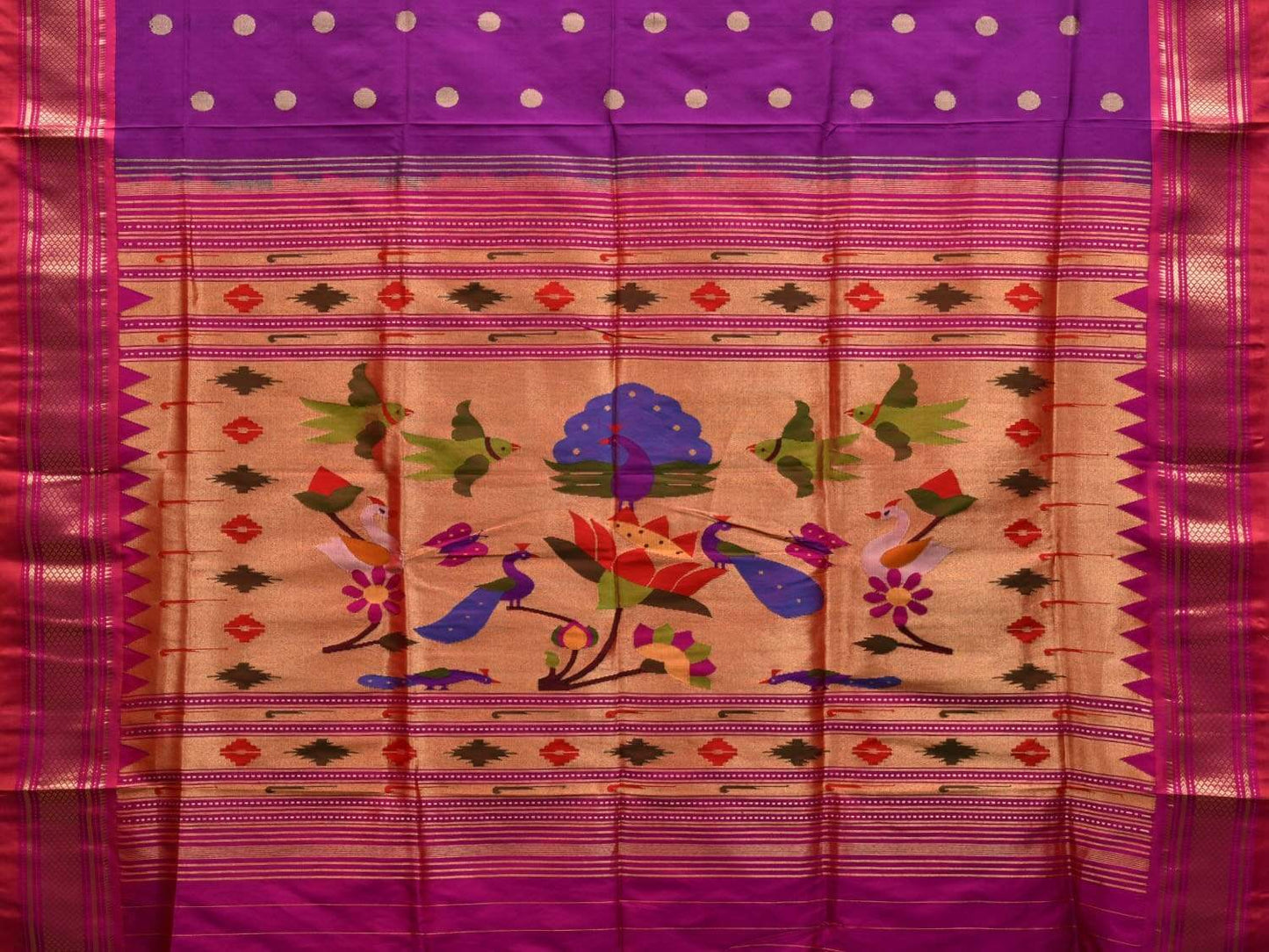Purple Paithani Silk Handloom Saree with Special Pallu Design p0401