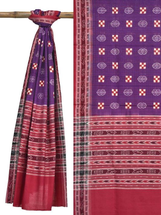 Purple Pochampally Ikat Cotton Handloom Dupatta with Checks Design ds1879