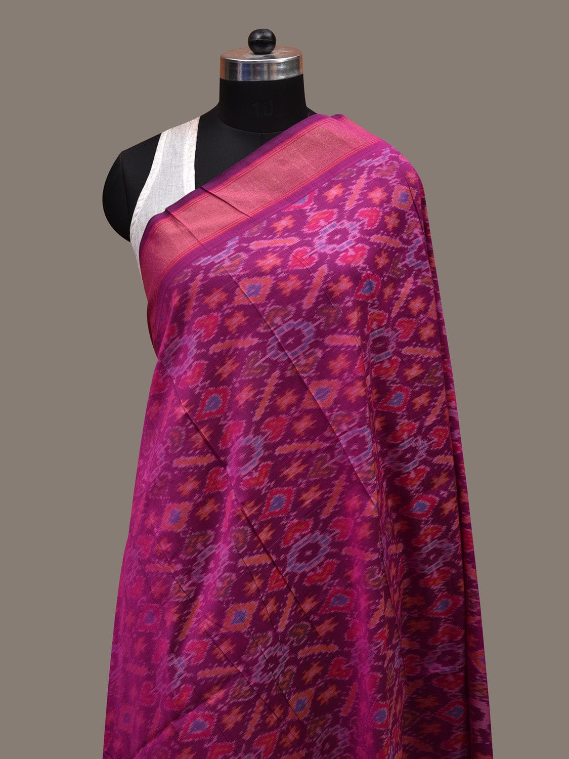 Purple Pochampally Ikat Cotton Silk Handloom Dupatta with Grill Design ds2775